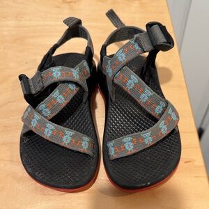 Chaco Kids Black Sandals with Red and Blue Accents